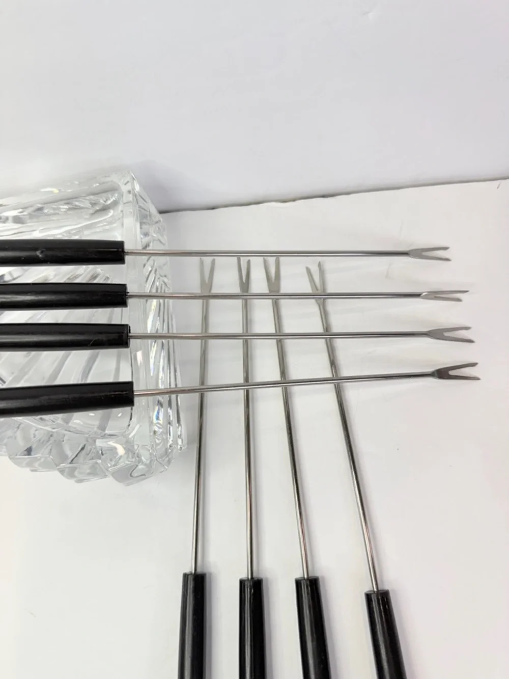 9” 🔥 Vintage Fondue Fork Set 8pc Long Handle Skewers Retro Entertaining